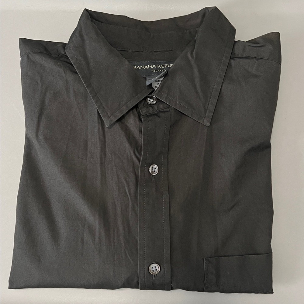 Banana Republic Relaxed Fit Cotton Button Down Shirt Brown Size Large